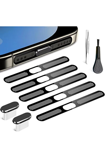 Choice غطاء حماية من الغبار أسود اللون مكون من 9 قطع بمنفذ USB-C لهواتف آيفون...