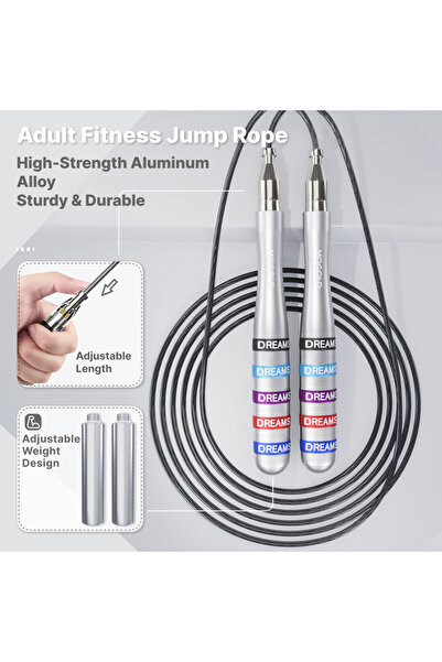 choice2 T88-SILVERY Jump rope,Gym Professional Weighted Crossfit Adjustable L...