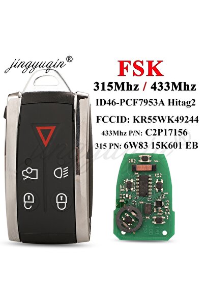 Choice1 433Mhz FSK jingyuqin Remote Car Key 5Buttons For Jaguar XF XFR XK XKR...