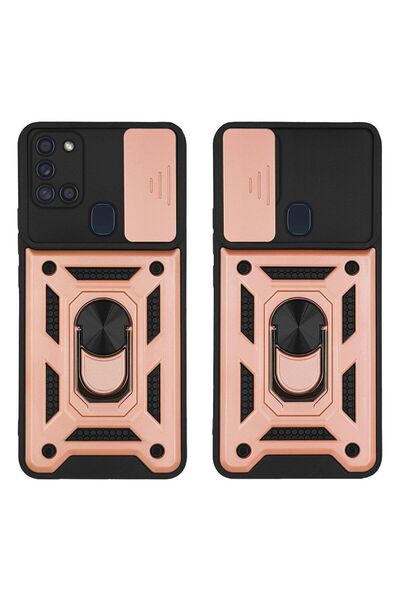 Sonique Θήκη Ring Armor CamPro για Samsung Galaxy A21s Ροζ Χρυσό