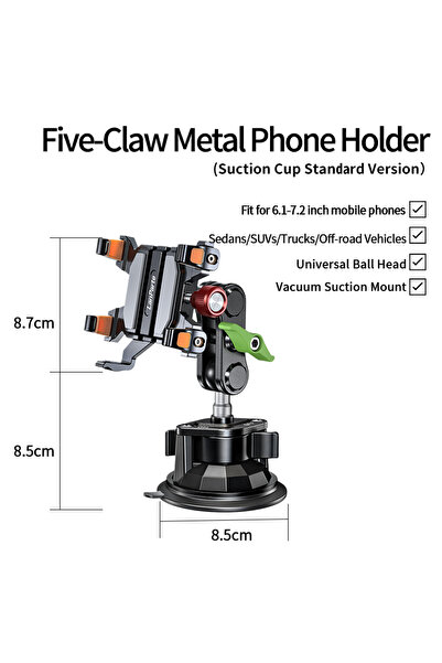 Choice1 RBA-T01 Apex Rush Car Phone Holders 360°Adjustable Metal Five-Claw Ph...