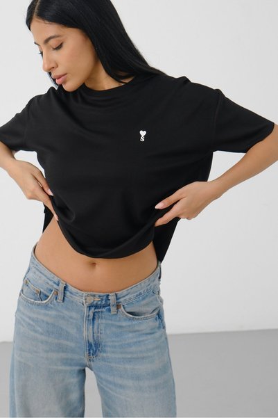 Shooter Sportswear Black Women's Oversize Boxy T-Shirt Crew Neck Comfortable Fit T-Shirt