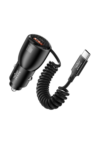 Brave 110W Multiport Car Charger with Dual USB-C, 1M Coiled Cable & Smart Chi...