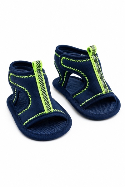 Pure Boutique Navy blue baby Sandals with velcro, lightweight and flexible fo...