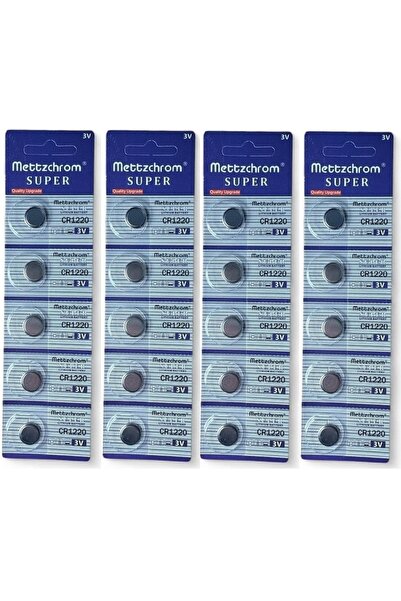 Mettzchrom Süper Pil Düğme 3V CR1220 Lityum 20'li Paket Super Cr 1220 Pil CR-...