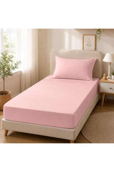MundoLindo Elastic Sheet Set for Single Bed, 100% Cotton, Pillowcase Included