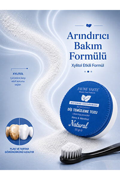 Jaune Vaste Beyazlatıcı Diş Temizleme Tozu | Xylitol Etkili | Nane & Mentol - 50 gr