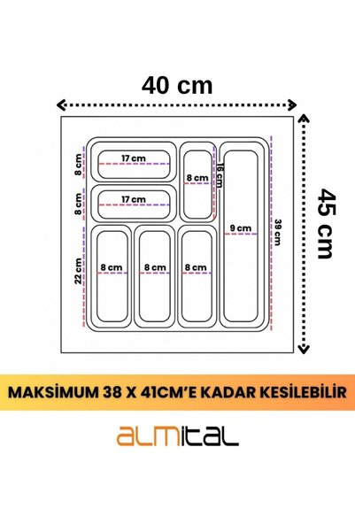 almital mobilya aksesuarları furniture accessories 40X45 Cm. Anthracite Spoon and Ladle Set of 2 40X41Cm'E' Can Be Cut to That Size