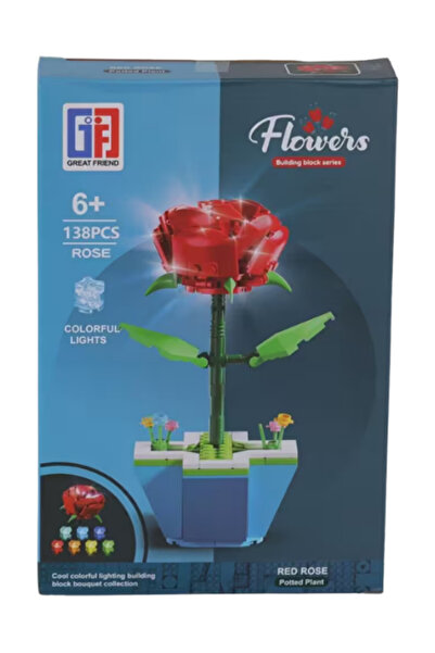 CAN OYUNCAK Great Friend Flower Building Block Series Red Rose