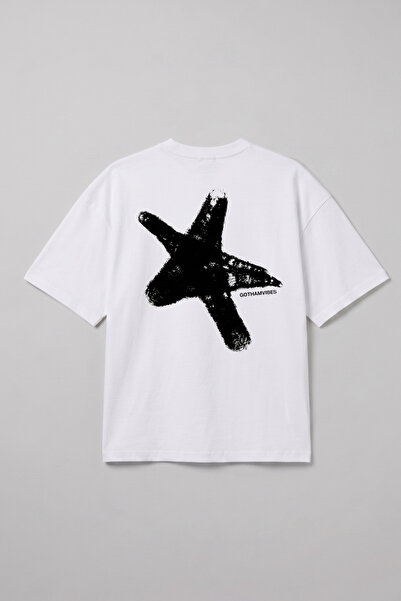 gothamvibes Boxy Star Beyaz Premium T-Shirt