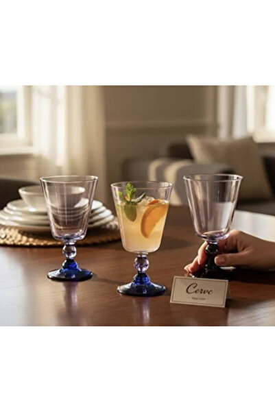 cerve Sound Blue 3-Legged Water Cup 315 Cc 3 Pieces