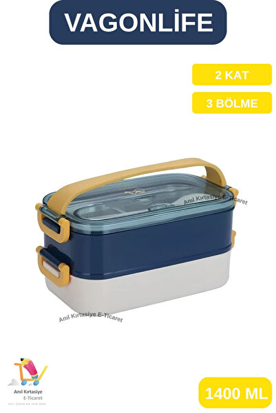 Vagonlife Lunch Box Yeni Nesil Sefer Tası Taşınabilir Yemek Kutusu Çelik 2 Katlı