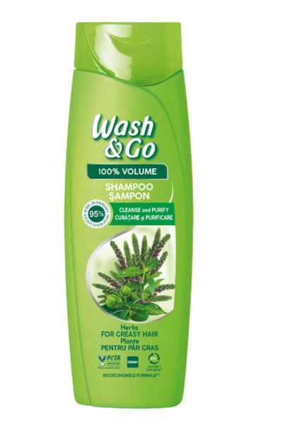 WASH&GO Sampon pentru par gras cu extract de ierburi,360 ml