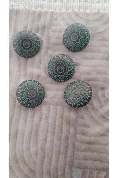 ILCARE Antique Plated Mineli Metal Button 18 mm 5 Pieces