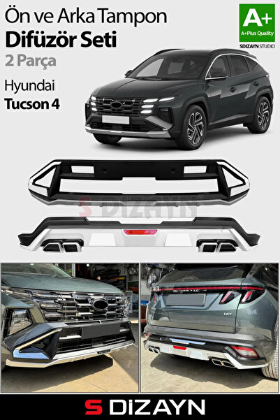 DRS S-Dizayn Hyundai Tucson 4 Ön ve Arka Tampon Koruma Difüzör Seti 2025 Üzer...