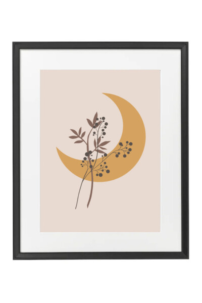 Boomah Accessories Floral Moon, Mid Century Modern Art Boho Décor Poster with...