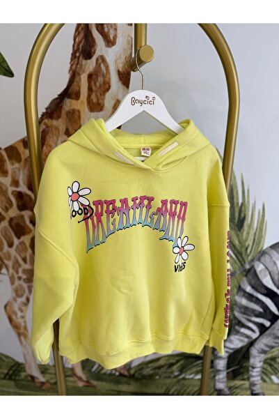 Kız Çocuk Şardonlu Baskılı Hoodie