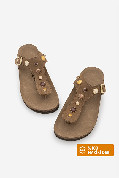 Marjin Papuci de damă din piele naturală Eva Sole Stone Flip Flops, casual, E...