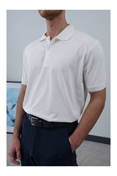 perasttesktil Men's Polo Neck T-Shirt with Embroidery on the Front