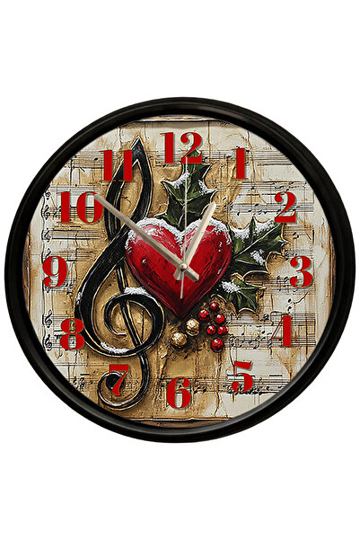 Caseras Decorative Music-Themed Heart Wall Clock – Vintage Musical Note Desig...