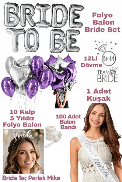 Baloncu Nene Set de baloane din folie pentru viitoarele mirese, mov argintiu,...