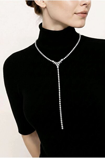 Monalisa Home Silver Color Luxury Shiny Flashy Evening Dress Necklace