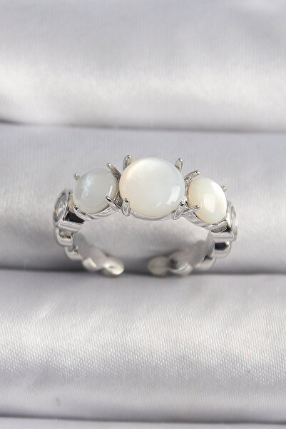 MEKs Brass Silver Color Zircon Stone Detailed White Pearlescent Vip Series Wo...