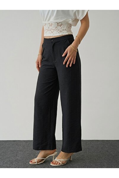 ModaYaren Pants Detailed Wide Leg 95% Linen Trousers Wlg03250My