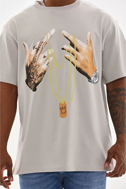 Efnaz style Unisex Printed Oversize T-Shirt - Gray - m - Gray