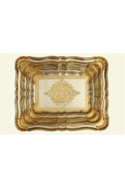 L&M FLORENCE ART L&M 1/or-4 Rosewood Gold/Silver Tray 41.5X32 cm