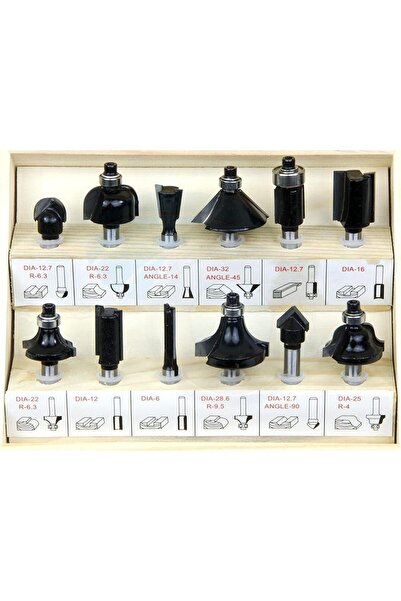 TOLSEN 12Pcs Router Bit Set Shank Tungsten Carbide Rotary Tool Wood Case Box ...