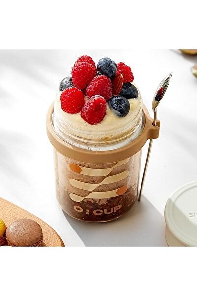 BPA Silk Route Overnight Oats Jars, Clear Concise Oatmeal Cup with Scale Mark...