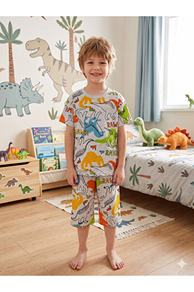 deve kids Dečački pamučni letnji tanki komplet pidžama s kratkim rukavima i š...