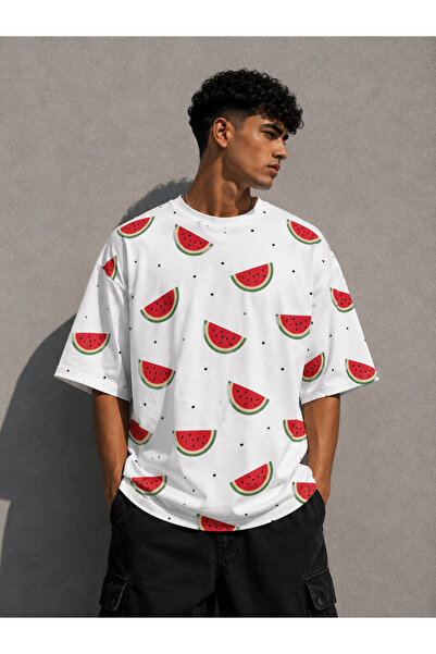 Nulivez Palestine Watermelon Patterned Oversize Unisex T-Shirt – Watermelon P...