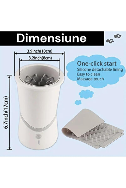 OEM Automatic dog and cat paw cleaner, USB charging, soft silicone brushes, 3...