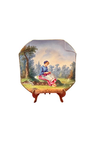 tayfuntufan antika koleksiyon French Hand-Painted Decorative Plate - 22 cm X ...