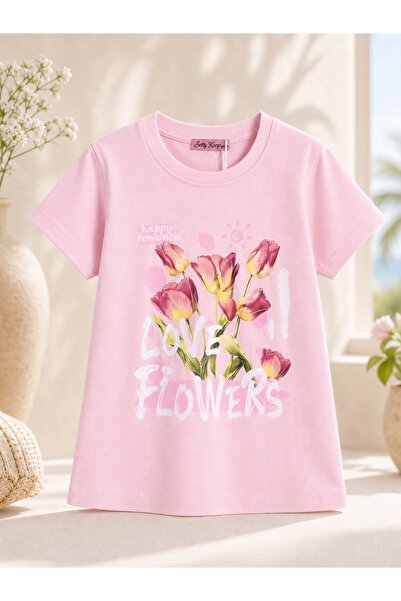SETTY KOOP Tricou cu imprimeu floral pentru fete – Material moale, cu aspect ...