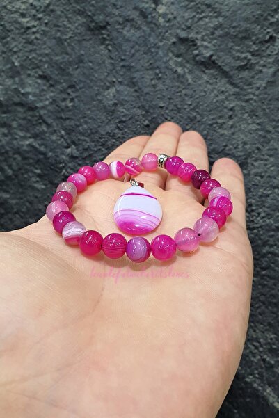 LADIN DOGALTAŞ Agate Natural Stone Bracelet 8 mm (Blood Stone Gift) (Has an E...