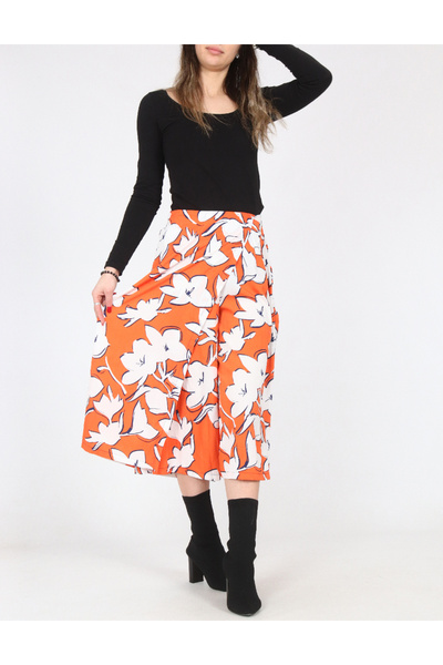 Evendi Skirt pants, Orange/White