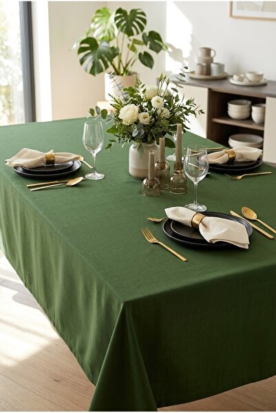 Rona Home Green Water Repellent Stain-Resistant Tablecloth – Stylish Linen-Te...