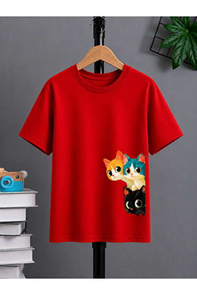 VODEXA Tricou oversize unisex THREE CATS imprimat 100% bumbac, croială confor...