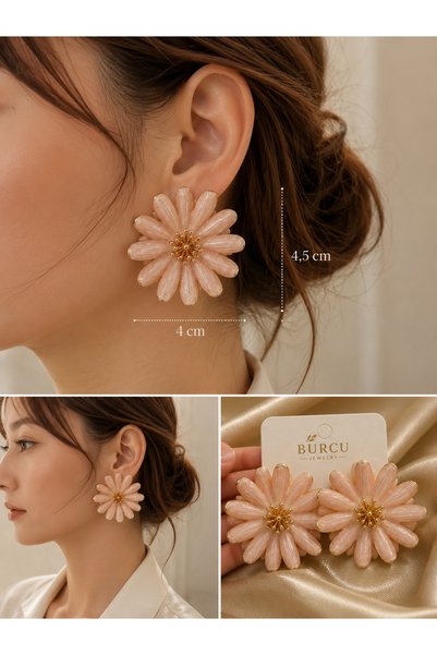 BIJUTERI Burcu Jewelry Powder Flower Premium Earrings