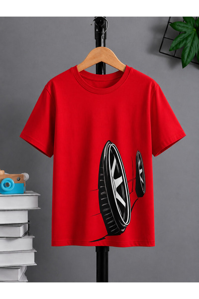 VODEXA Tricou oversize unisex cu imprimeu TYRES, 100% bumbac, croială confort...