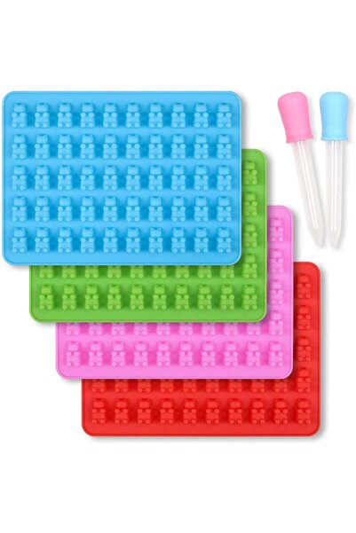BPA Silk Route Gummy Candy Molds Silicone, 4 Mini Silicone Molds with 2 Dropp...