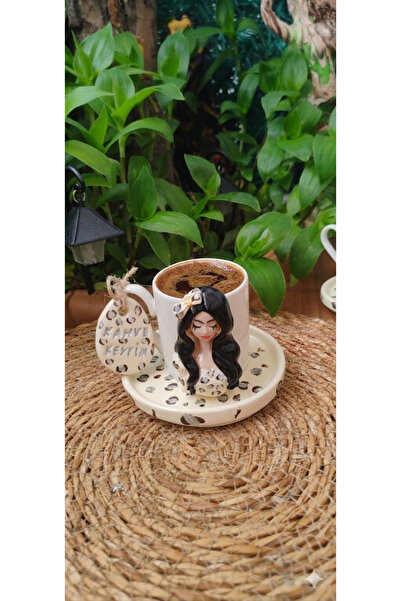 RivelCandle Turkish Coffee Cup with Leopard Long-Haired Female Figure (for 1 ...