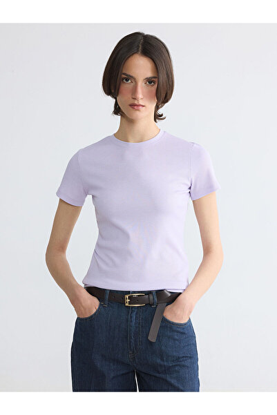 LC Waikiki Nevavm Women's T-Shirt with Oval Collar and Difference