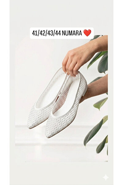 CICIKIZ Işıl, Pointed-Toe, Low-Heeled, Flat-Soled, Mesh-Top, Shiny Stone Deta...