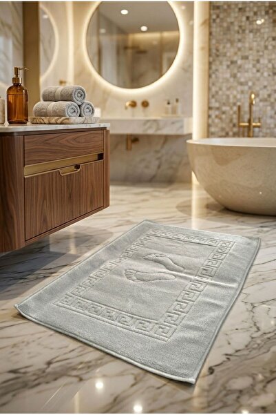 TEXTİLES MAGİC LAMP Jacquard Knitted Welsoft Foot Towel with Footprint Patter...