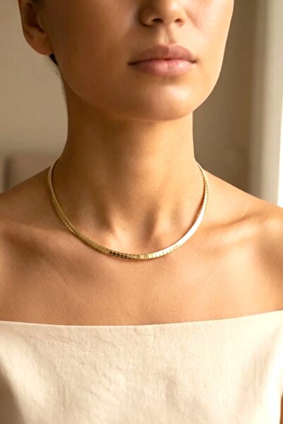 Sevil Gülgün Atelier 14K Altın Kaplama Kadın Kolye - Modern Taşlı Choker Gerd...