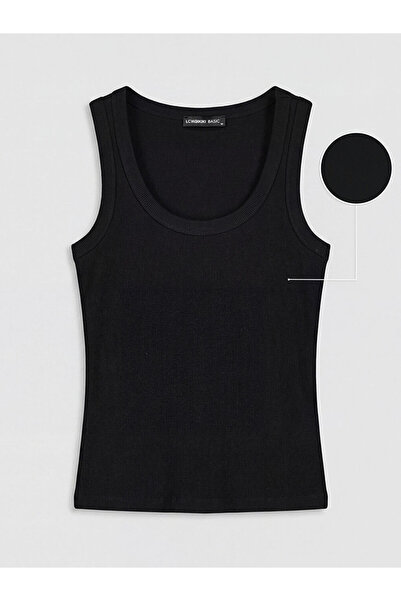 LC Waikiki New Season from Güli̇s Gi̇yi̇m Black U-Neck Women's Undershirt